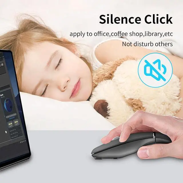 Alt view image 4 of 7 - Bluetooth Arc Travel Mouse - BT & 2.4G Wireless Dual Mode, Rechargeable Slim Rotatable Portable, 1000/1600/2400 DPI, USB Optical Computer Silent Mouse for Microsoft Laptop PC Tablet - Graphite Black