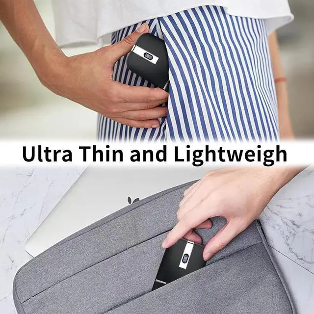 Alt view image 6 of 7 - Bluetooth Arc Travel Mouse - BT & 2.4G Wireless Dual Mode, Rechargeable Slim Rotatable Portable, 1000/1600/2400 DPI, USB Optical Computer Silent Mouse for Microsoft Laptop PC Tablet - Graphite Black