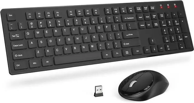Main image of Wireless Keyboard and Mouse, Trueque Silent 2.4GHz Cordless Full Size USB Mouse Combo, Long Battery Life, Lag-Free for Computer, Laptop, PC, Windows, Mac, Chrome OS (Black)