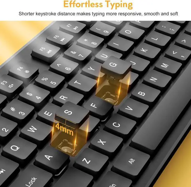 Alt view image 6 of 7 - Wireless Keyboard and Mouse, Trueque Silent 2.4GHz Cordless Full Size USB Mouse Combo, Long Battery Life, Lag-Free for Computer, Laptop, PC, Windows, Mac, Chrome OS (Black)