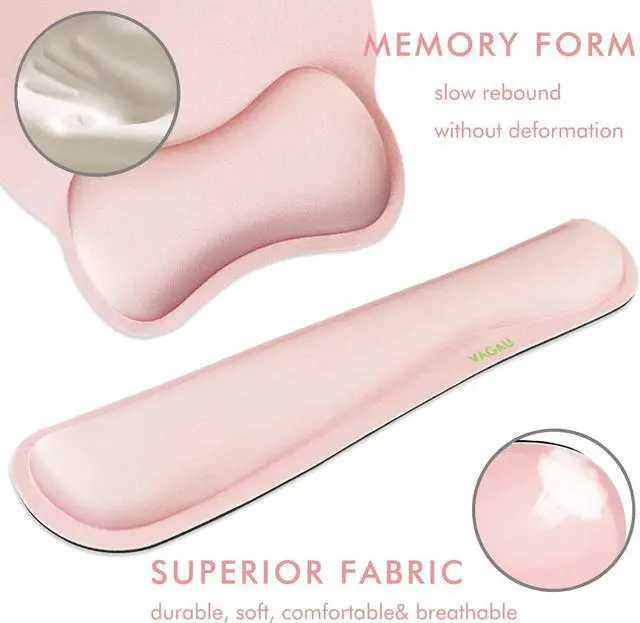 Alt view image 4 of 7 - VAGAU Premium Keyboard Wrist Rest and Mouse Pad Wrist Support, Ergonomic Memory Foam Set for Office, Laptop, Mac, Computer and Gaming,Comfortable Typing &Wrist Pain ReliefPink