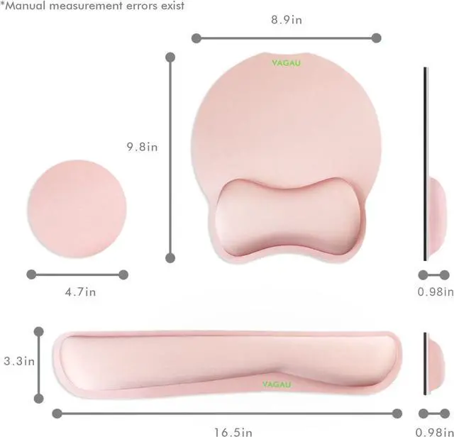 Alt view image 7 of 7 - VAGAU Premium Keyboard Wrist Rest and Mouse Pad Wrist Support, Ergonomic Memory Foam Set for Office, Laptop, Mac, Computer and Gaming,Comfortable Typing &Wrist Pain ReliefPink