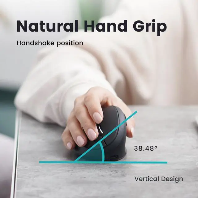 Alt view image 3 of 7 - Perixx PERIMICE-819B Bluetooth Portable Vertical Mouse - Wireless 3-in-1 Multi-Device Spec - Silent-Click - Portable Compact Size - Black - Right Handed