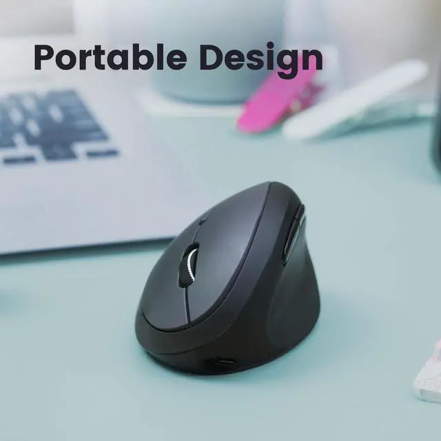 Alt view image 4 of 7 - Perixx PERIMICE-819B Bluetooth Portable Vertical Mouse - Wireless 3-in-1 Multi-Device Spec - Silent-Click - Portable Compact Size - Black - Right Handed