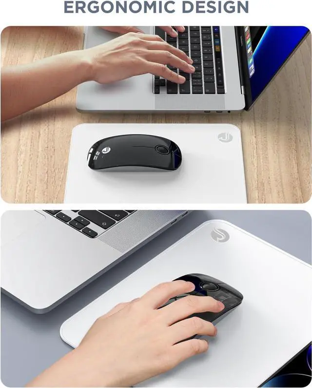 Alt view image 4 of 7 - Bluetooth Wireless Mouse - (BT5.1+USB) Slim Dual Mode Computer Mice with Quiet Click, Low Power, and 1600 DPI, Portable Mouse for MacBook, Laptop, iPad Pro/Air, Surface Pro (Black)