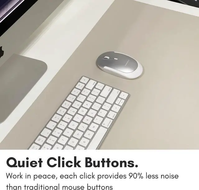 Alt view image 5 of 7 - Macally Wireless Bluetooth Mouse for Mac, MacBook Pro/Air, iPad, and PC - Comfortable and Quiet Compatible Wireless Apple Mouse - Silver