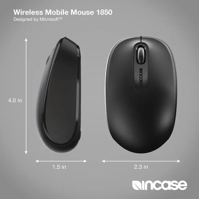 Alt view image 4 of 7 - Incase Wireless Mobile Mouse 1850  Designed by Microsoft  Compact, Comfortable, Right/Left Hand Use, 6-Month Battery Life, Nano Transceiver, Works with Mac/Windows 8/10/11 (Black)