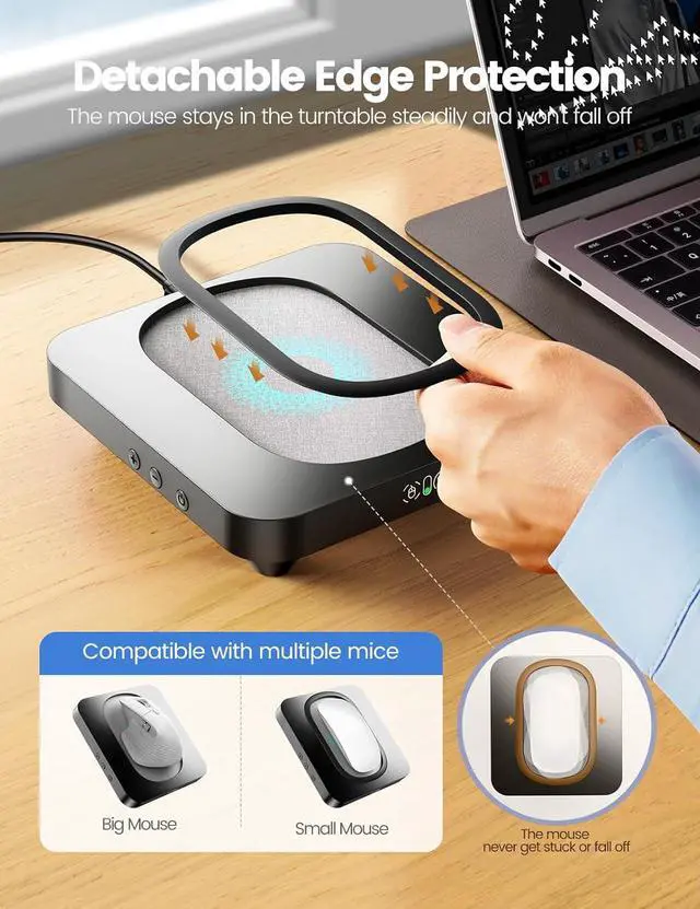 Alt view image 4 of 7 - meatanty Mouse Mover Undetectable, Slim Mouse Jiggler with Enlarged Turntable, Automatic Wiggler Adjustable Intervals, Computer Shaker No Need to Align Cursor, Device to Keep Mouse Moving Telework