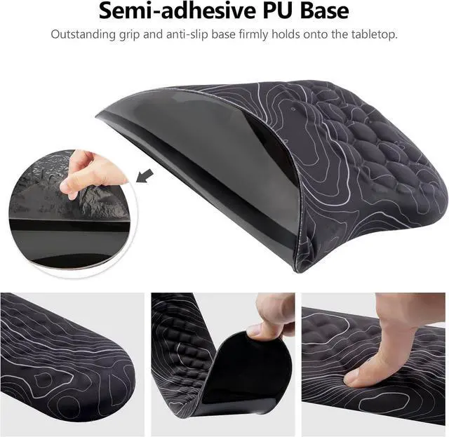 Alt view image 4 of 7 - Mouse Pad Wrist Support, Laokiiy 2 in1 Keyboard Wrist Rest+ Ergonomic Mouse Pad, Non-Slip Wrist Rest for Computer Keyboard, Made Easy Typing & Relieve Wrist Pain(Black White)