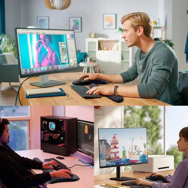 Alt view image 7 of 7 - Mouse Pad Wrist Support, Laokiiy 2 in1 Keyboard Wrist Rest+ Ergonomic Mouse Pad, Non-Slip Wrist Rest for Computer Keyboard, Made Easy Typing & Relieve Wrist Pain(Black White)