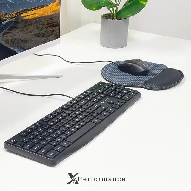 Alt view image 6 of 6 - X9 Wired Keyboard and Mouse Combo | USB Mouse and Keyboard (Mouse Pad Included) Ergonomic Full Size Corded Computer Keyboard and Mouse for PC Windows Desktop Laptop