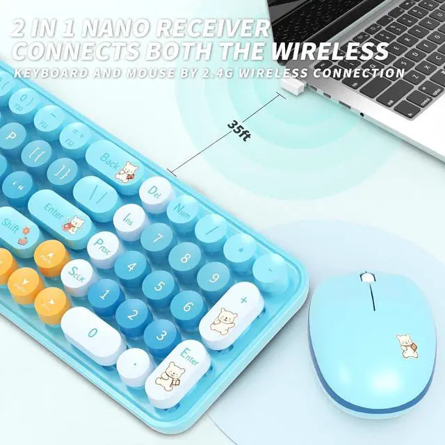 Alt view image 2 of 7 - Wireless Keyboard Mouse, 2.4GHz Compact Quiet Cordless Keyboard and Mouse Combo with Nano USB Receiver for Windows, Laptop, PC, Notebook Blue