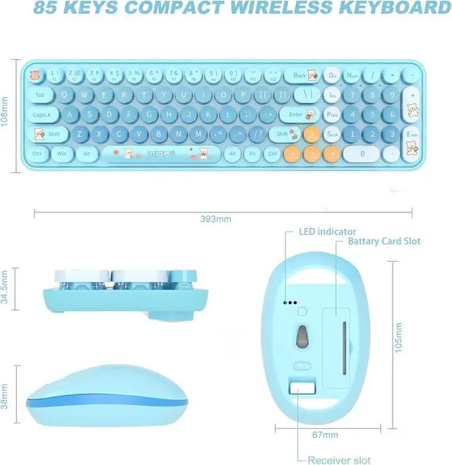 Alt view image 3 of 7 - Wireless Keyboard Mouse, 2.4GHz Compact Quiet Cordless Keyboard and Mouse Combo with Nano USB Receiver for Windows, Laptop, PC, Notebook Blue