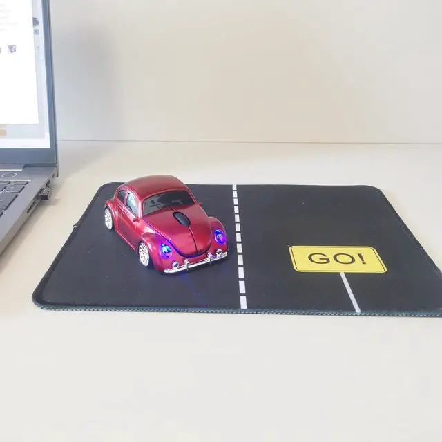 Alt view image 2 of 6 - Car Mouse for Computer, Cool and Cute Car-Shaped Mouse, Wireless 2.4Ghz Optical Mice for Laptop PC Mac (Burgundy)