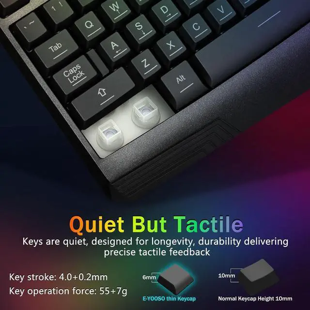 Alt view image 5 of 7 - Wired Gaming Keyboard and Mouse Combo, CQ109 RGB LED Backlit Anti-ghosting Quiet Membrane Keyboard with 104 Keys + Extra 8 Hotkeys, 1000-3200 DPI RGB Mouse for PC/Xbox/PS4 (Black)