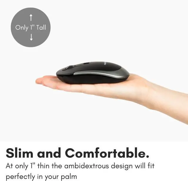 Alt view image 4 of 7 - Macally Wireless Bluetooth Mouse for Mac, MacBook Pro/Air, iPad, Laptop, and PC - Quiet Click and Comfortable Apple Wireless Mouse - Space Gray