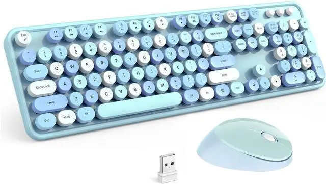Main image of Wireless Keyboard and Mouse Combo, 2.4G Full-Sized Ergonomic Keyboard Mouse, 3 DPI Adjustable Cordless USB Keyboard and Mouse,for PC/Computer/Laptop/Windows/Mac(Blue)