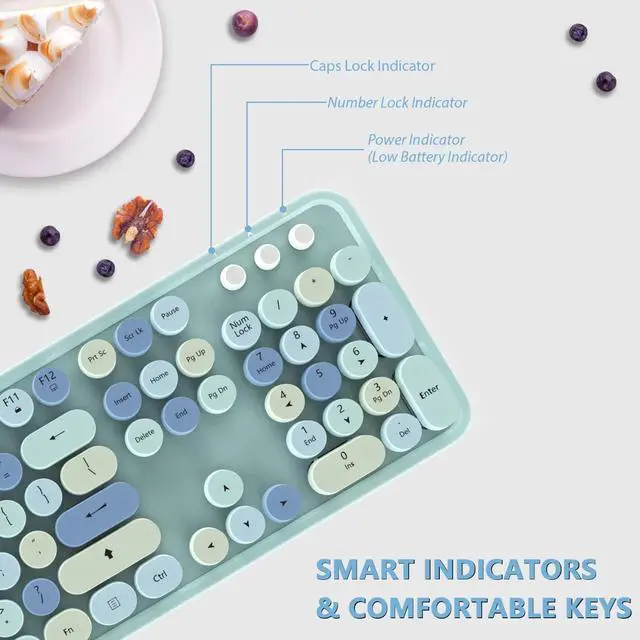Alt view image 3 of 7 - Wireless Keyboard and Mouse Combo, 2.4G Full-Sized Ergonomic Keyboard Mouse, 3 DPI Adjustable Cordless USB Keyboard and Mouse,for PC/Computer/Laptop/Windows/Mac(Blue)