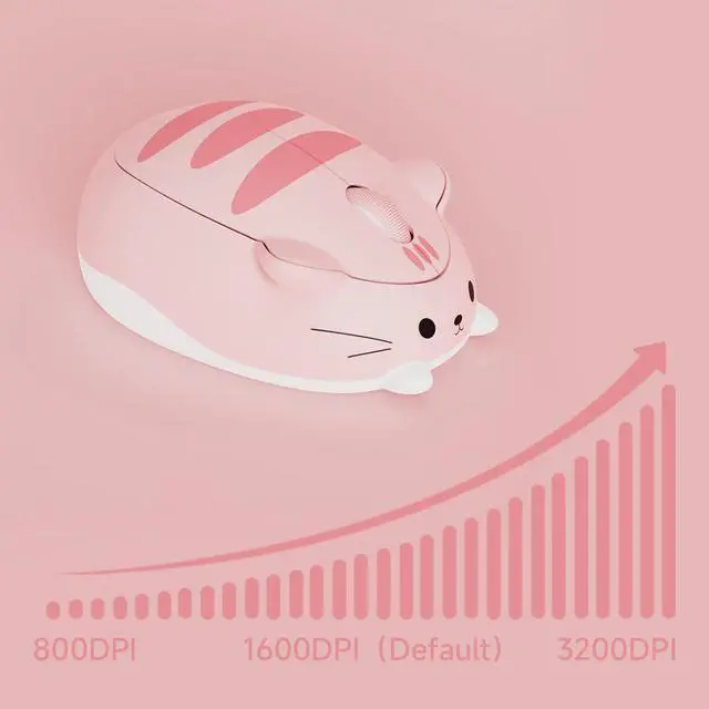 Alt view image 6 of 7 - Akko Cat Theme Wireless Gaming Mouse Pink, Tri-Mode Mouse BT3.0/BT5.0/2.4G, Cute Optical Cordless Cartoon Mice for Computer/Laptop/Desktop/PC, Compatible with Mac/Win (Pink Angie)