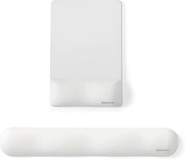 Main image of UnivoColors Design-Wave Set of Keyboad Wrist Rest & Mouce Pad,Artificial Sheepskin+Memory Foam+Ergonomic+Anti-Slip Gel, Resilience Support During Work and Gaming,Keyboard Accessory,White