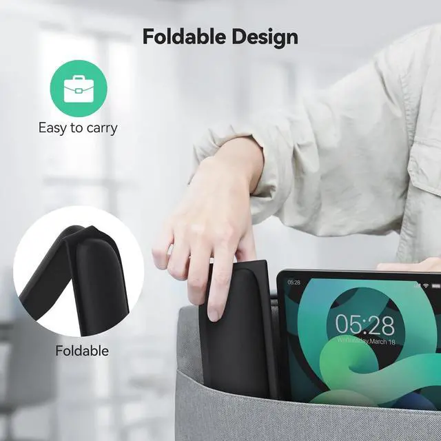 Alt view image 3 of 7 - TECKNET Ergonomic Keyboard Wrist Rest and Mouse Pad, Foldable Memory Foam Wrist Rest for Computer Keyboard, Durable Mousepad for Computer Laptop Mac, Lightweight for Easy Typing and Pain Relief, Black