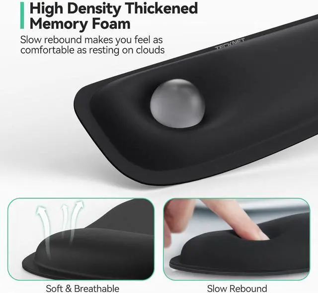 Alt view image 4 of 7 - TECKNET Ergonomic Keyboard Wrist Rest and Mouse Pad, Foldable Memory Foam Wrist Rest for Computer Keyboard, Durable Mousepad for Computer Laptop Mac, Lightweight for Easy Typing and Pain Relief, Black