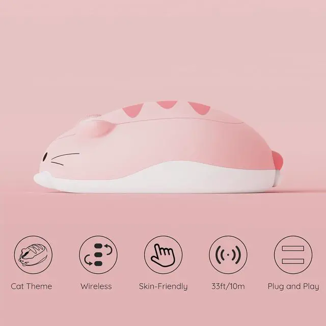Alt view image 7 of 7 - Akko Cat Theme Wireless Gaming Mouse Pink, Tri-Mode Mouse BT3.0/BT5.0/2.4G, Cute Optical Cordless Cartoon Mice for Computer/Laptop/Desktop/PC, Compatible with Mac/Win (Pink Angie)