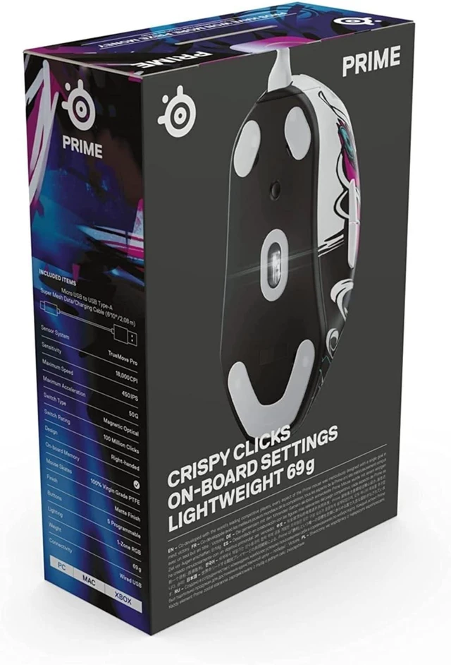 Alt view image 6 of 7 - SteelSeries Prime Neo Noir - FPS Gaming Mouse 18,000 CPI TrueMove Pro Optical Sensor 5 Programmable Buttons Magnetic Optical Switches Brilliant Prism RGB Lighting
