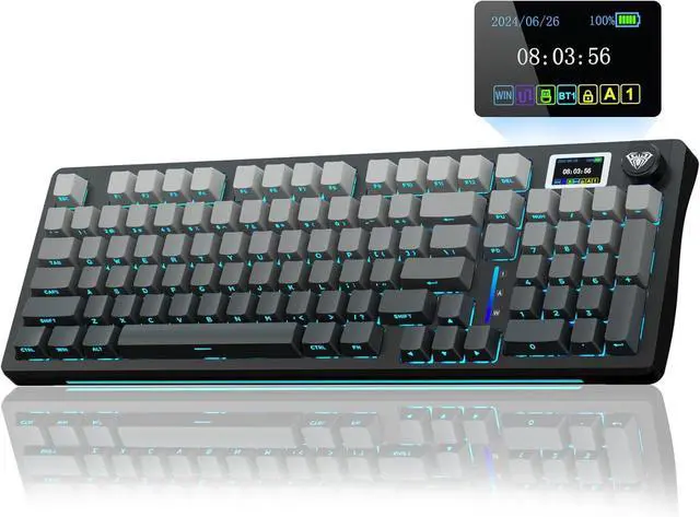 Main image of AULA S98 Pro Wireless Mechanical Keyboard with Screen & Knob,2.4GHz/USB-C/BT5.0 Hot Swappable Creamy Keyboard,Pre-lubed Linear Switches,Side Printed PBT Keycaps,RGB Backlit Gaming Keyboards