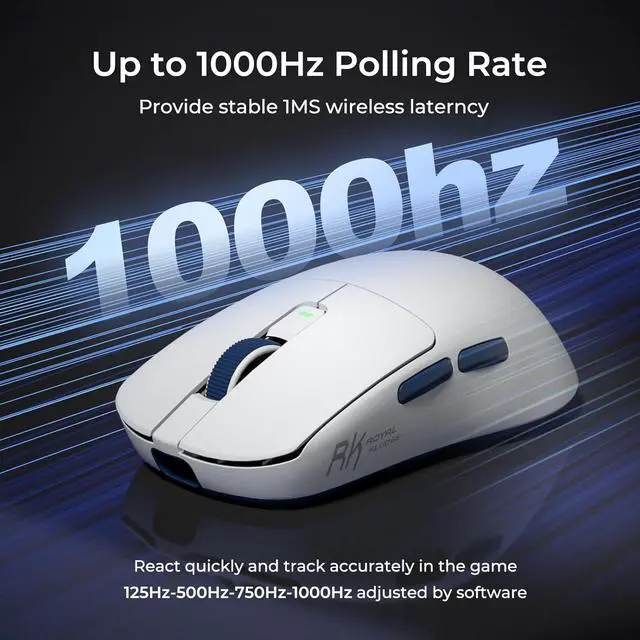 Alt view image 5 of 7 - RK ROYAL KLUDGE RK M30 Wireless Gaming Mouse, 24000 DPI, 43g Ultra-Lightweight, PAW3311 Sensor, 2.4G/Bluetooth/USB-C Rechargeable Wireless Mouse with 5 Programmable Buttons for PC/Mac, White