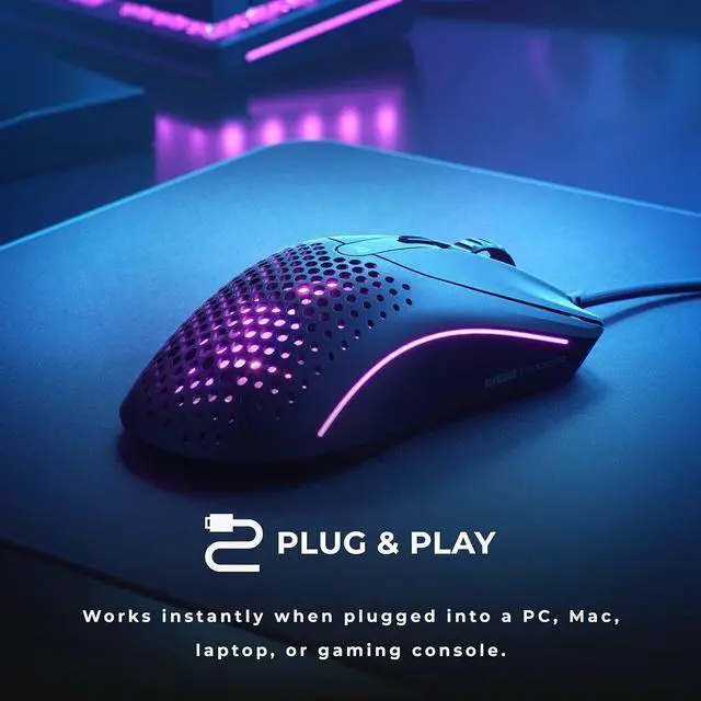 Alt view image 7 of 7 - Glorious Gaming Model O 2 Wired Gaming Mouse - 59g Ultralight, FPS, 26,000 DPI, Motion Sync, 80M Click Rated Switches, 6 Programmable Buttons, Ambidextrous, RGB, PTFE Feet - Black