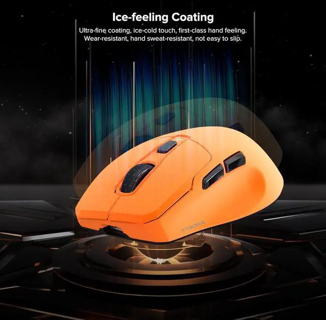 Alt view image 3 of 7 - Wireless Gaming Mouse, 26000 DPI, 8K Polling Rate, Tri-Mode 2.4GHz/USB-C/Bluetooth Ergonomic Mouse, Web-Driven, Ice-Cooling Coating, Rechargeable Gaming Mice for Laptop/PC/Mac/Xbox, Orange