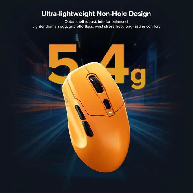Alt view image 4 of 7 - Wireless Gaming Mouse, 26000 DPI, 8K Polling Rate, Tri-Mode 2.4GHz/USB-C/Bluetooth Ergonomic Mouse, Web-Driven, Ice-Cooling Coating, Rechargeable Gaming Mice for Laptop/PC/Mac/Xbox, Orange