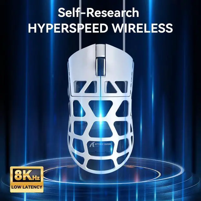 Alt view image 5 of 7 - ATTACK SHARK R3 46g Superlight Magnesium Alloy Wireless Gaming Mouse, BT/2.4Ghz/Wired Computer Mouse, 8000Hz Wireless Polling Rate, PAW3395 26K DPI Sensor, Programmable Mice, PC/Laptop/Mac (White)