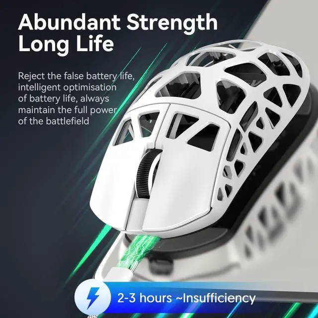 Alt view image 6 of 7 - ATTACK SHARK R3 46g Superlight Magnesium Alloy Wireless Gaming Mouse, BT/2.4Ghz/Wired Computer Mouse, 8000Hz Wireless Polling Rate, PAW3395 26K DPI Sensor, Programmable Mice, PC/Laptop/Mac (White)