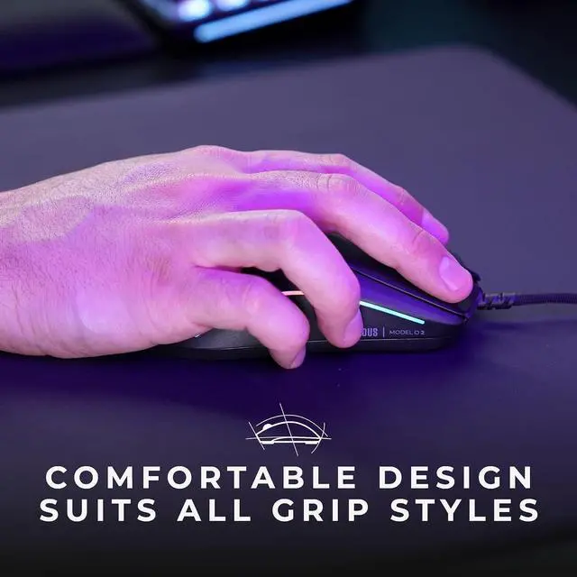 Alt view image 6 of 7 - Glorious Gaming Model O 2 Wired Gaming Mouse - 59g Ultralight, FPS, 26,000 DPI, Motion Sync, 80M Click Rated Switches, 6 Programmable Buttons, Ambidextrous, RGB, PTFE Feet - Black