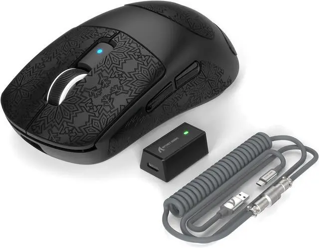 Main image of ATTACK SHARK R6PRO 39g Superlight Wireless Gaming Mouse,PixArt PAW3950MAX 42000 DPI,MCU Nodic 52840 Computer Mouse,8K Polling Rate Web Driver,BT/2.4Ghz/Wired Tri-Mode Mice with Coiled Cable-Black&Tape