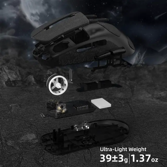 Alt view image 7 of 7 - ATTACK SHARK R6PRO 39g Superlight Wireless Gaming Mouse,PixArt PAW3950MAX 42000 DPI,MCU Nodic 52840 Computer Mouse,8K Polling Rate Web Driver,BT/2.4Ghz/Wired Tri-Mode Mice with Coiled Cable-Black&Tape