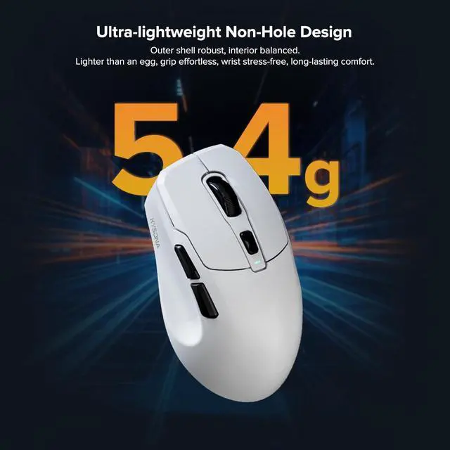 Alt view image 4 of 7 - Wireless Gaming Mouse, 26000 DPI, 8K Polling Rate, Tri-Mode 2.4GHz/USB-C/Bluetooth Ergonomic Mouse with Web-Driven, Ice-Cooling Coating, Rechargeable Gaming Mice for Laptop/PC/Mac/Xbox, White