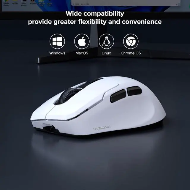 Alt view image 6 of 7 - Wireless Gaming Mouse, 26000 DPI, 8K Polling Rate, Tri-Mode 2.4GHz/USB-C/Bluetooth Ergonomic Mouse with Web-Driven, Ice-Cooling Coating, Rechargeable Gaming Mice for Laptop/PC/Mac/Xbox, White