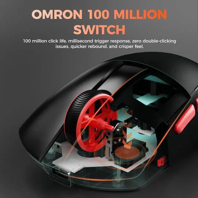 Alt view image 6 of 7 - DAREU A950 Wing 8K Lightweight Wireless Gaming Mouse 1.23oz (35g), Custom PAW3950 30K Optical Sensor, Wired/Wireless Dual 8k Polling Rate, Symmetrical, 5 Programmable Buttons,70H Battery