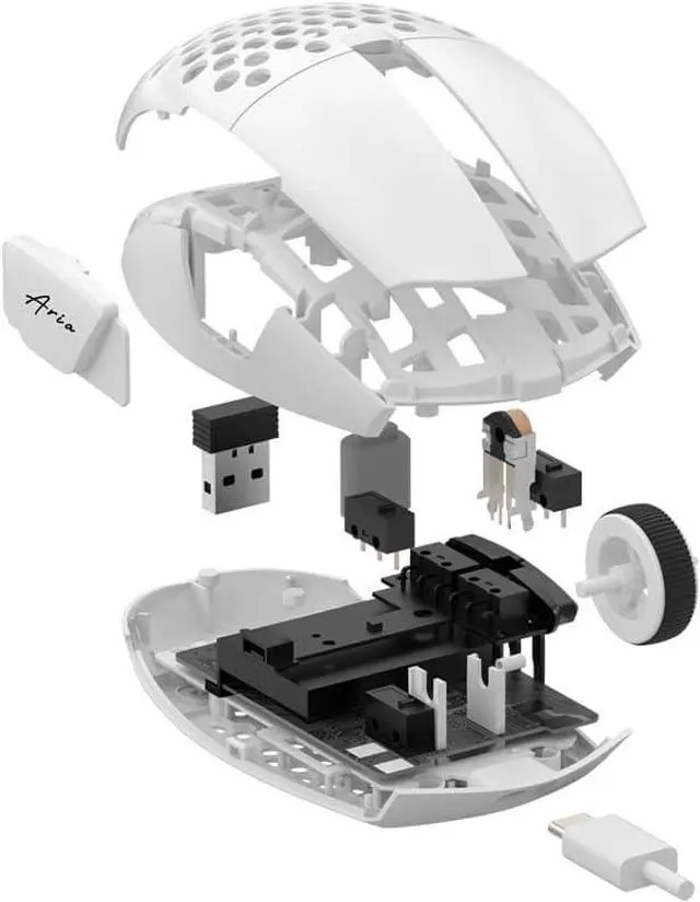 Alt view image 3 of 6 - FANTECH ARIA XD7 Wireless Gaming Mouse Pixart 3395 Gaming Sensor 26000 DPI, HUANO Switches, Super Lightweight 59 Grams and Ambidextrous Egg Shape, 3 Mode Connectivity, White