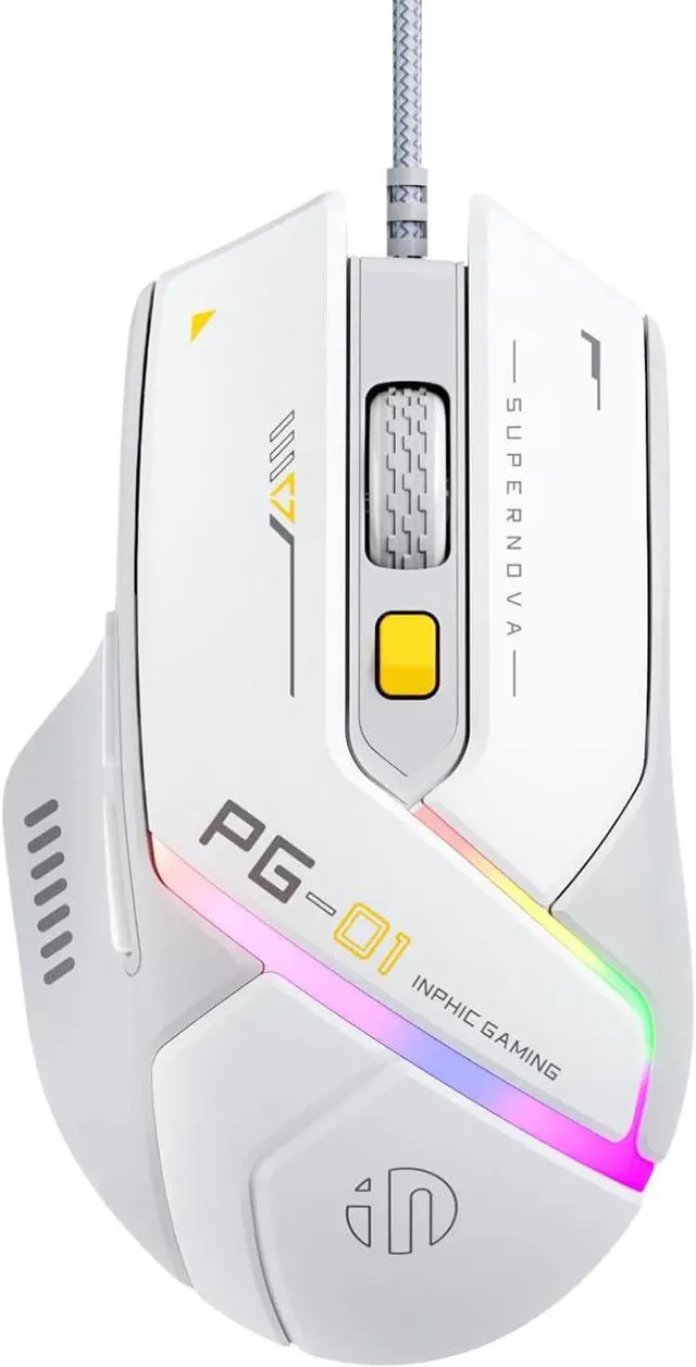Main image of Uineer Lightweight Gaming Wired Mouse,12800 DPI Adjustable,6 Programmable Buttons,12 RGB Breathing Mice,Ergonomic USB Optical pc Gaming Mouse,for pc,Laptop and Desktop (White)