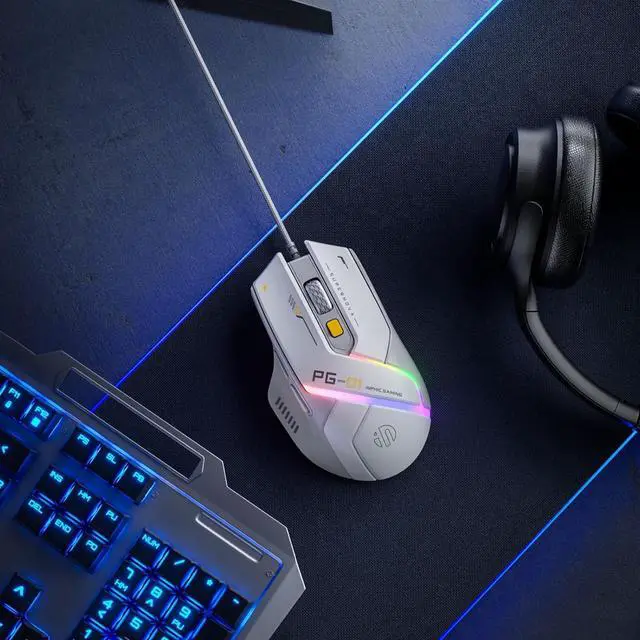 Alt view image 6 of 7 - Uineer Lightweight Gaming Wired Mouse,12800 DPI Adjustable,6 Programmable Buttons,12 RGB Breathing Mice,Ergonomic USB Optical pc Gaming Mouse,for pc,Laptop and Desktop (White)