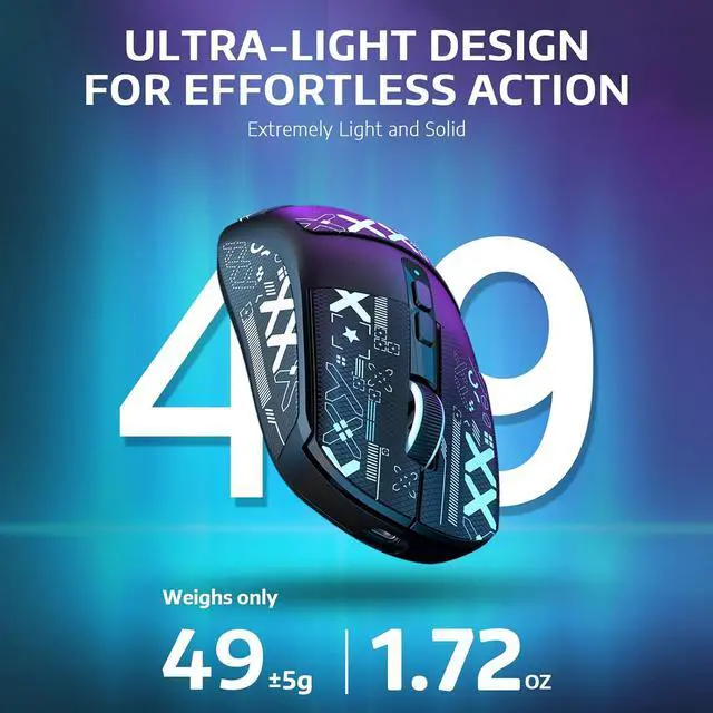 Alt view image 4 of 7 - ATTACK SHARK X6 49g Superlight Wireless Gaming Mouse with Magnetic RGB Charging Dock, Ultralight Mice PixArt PAW3395 Sensor, 26000DPI, BT/2.4G/Wired Mouse, Griptape, 200Hrs Battery for Win/Mac