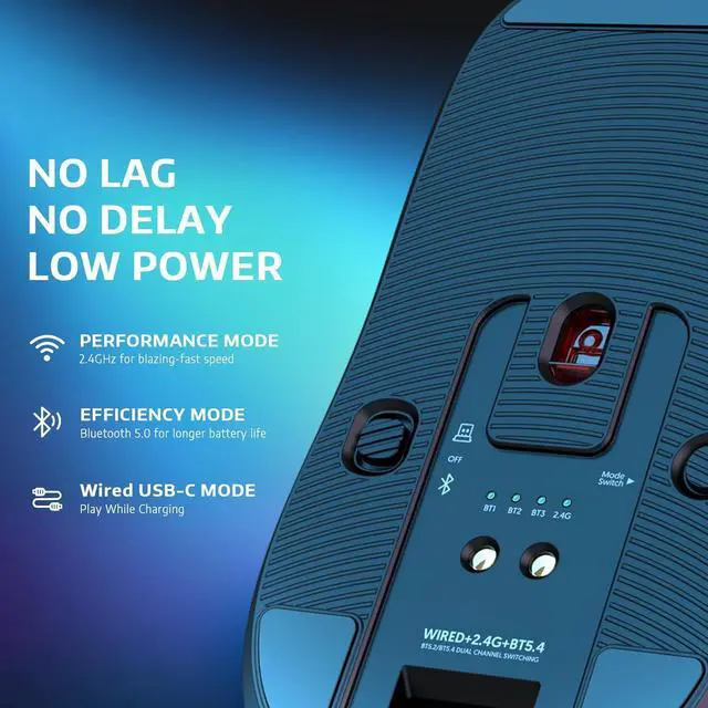 Alt view image 5 of 7 - ATTACK SHARK X6 49g Superlight Wireless Gaming Mouse with Magnetic RGB Charging Dock, Ultralight Mice PixArt PAW3395 Sensor, 26000DPI, BT/2.4G/Wired Mouse, Griptape, 200Hrs Battery for Win/Mac