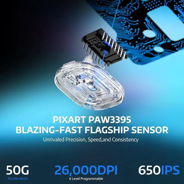 Alt view image 6 of 7 - ATTACK SHARK X6 49g Superlight Wireless Gaming Mouse with Magnetic RGB Charging Dock, Ultralight Mice PixArt PAW3395 Sensor, 26000DPI, BT/2.4G/Wired Mouse, Griptape, 200Hrs Battery for Win/Mac