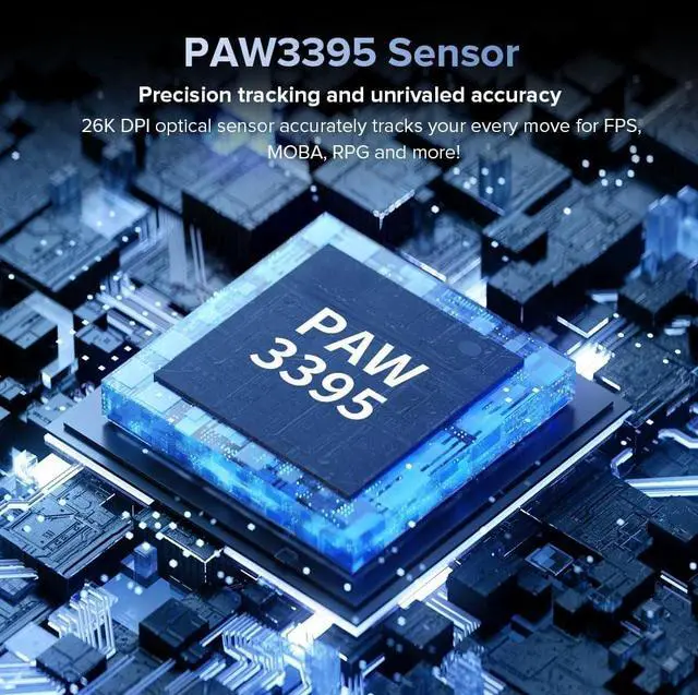 Alt view image 5 of 7 - DeLUX M900PRO Wireless Gaming Mouse, 8000Hz Polling Rate, RGB Charging Dock, 63g Ergonomic Design, PAW3395 Sensor with 26000DPI, Programmable Buttons (Black)