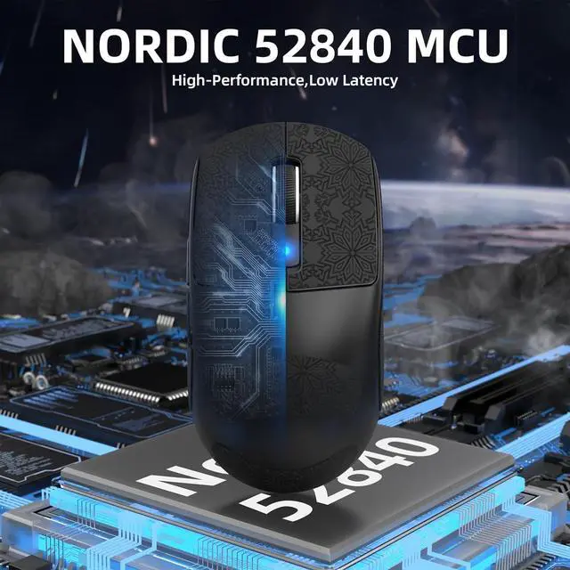 Alt view image 3 of 7 - ATTACK SHARK R6PRO 39g Superlight Wireless Gaming Mouse,PixArt PAW3950MAX 42000 DPI,MCU Nodic 52840 Computer Mouse,8K Polling Rate Web Driver,BT/2.4Ghz/Wired Tri-Mode Mice with Coiled Cable-Black&Tape