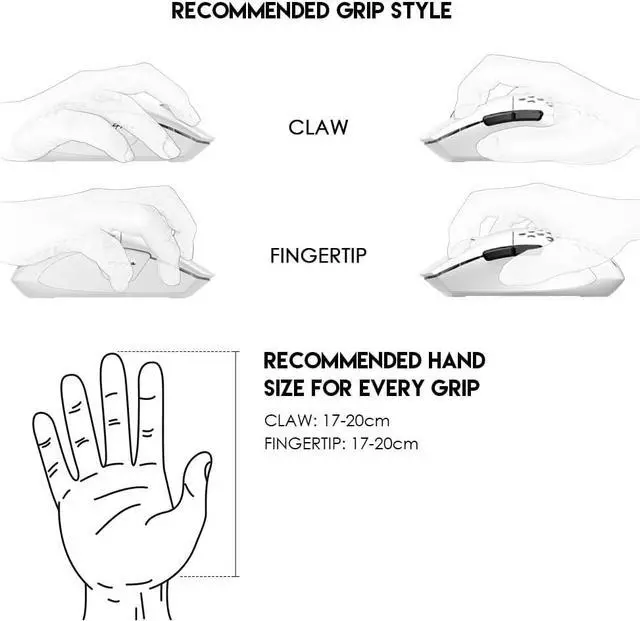 Alt view image 6 of 6 - FANTECH ARIA XD7 Wireless Gaming Mouse Pixart 3395 Gaming Sensor 26000 DPI, HUANO Switches, Super Lightweight 59 Grams and Ambidextrous Egg Shape, 3 Mode Connectivity, White